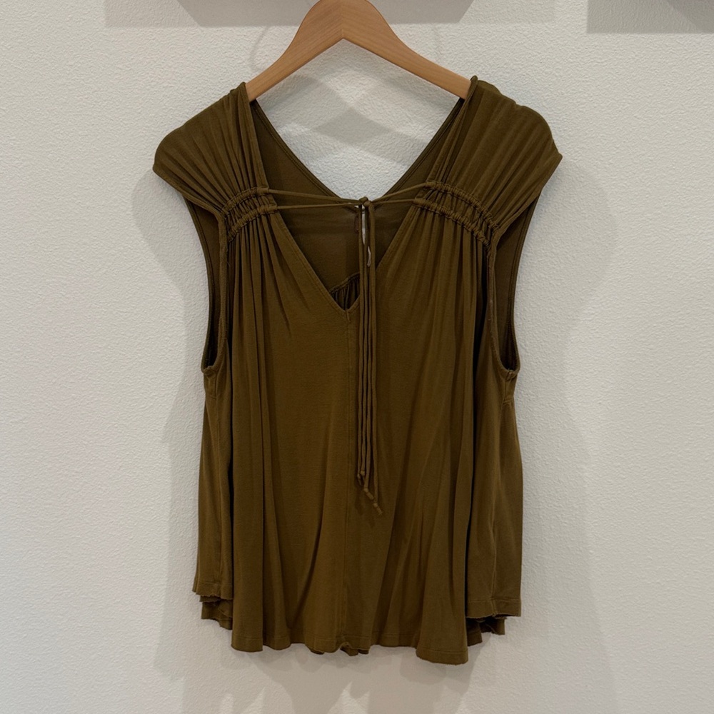 Free People Olive Sleeveless Blouse